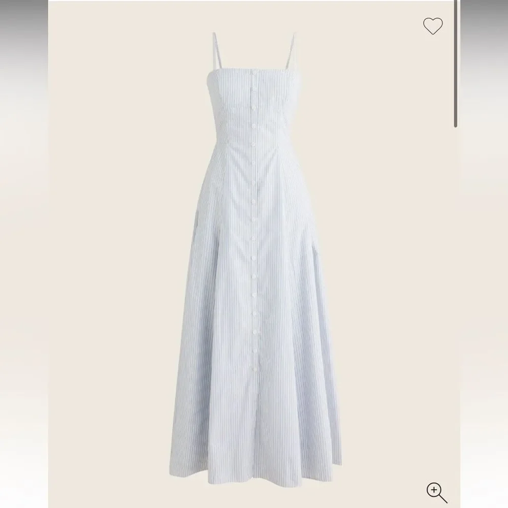 J.Crew Button-Down Cotton Poplin Dress in Stripe 6 Tall